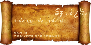 Szügyi Árpád névjegykártya
